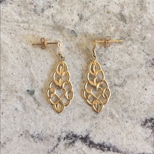 Gold-tone Filagree Post and Dangle Earrings